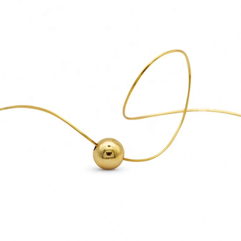 

Chris April in stock fine jewelry 18K gold plated 925 sterling silver ball pendant necklace, Yellow gold