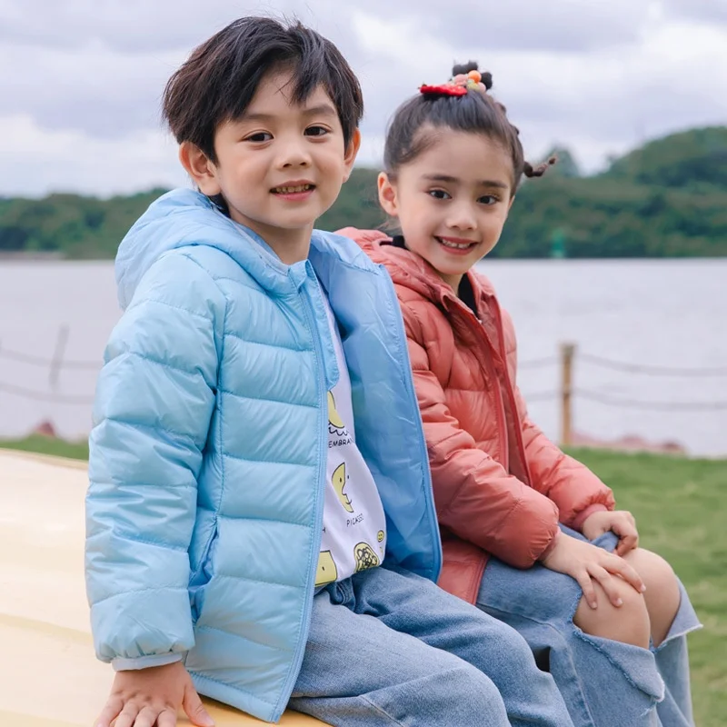 

Baby Kids Boys And Girls Autumn Winter 90%White Duck Down Jackets Candy Color Children Hooded Lightweight Puffer Padded Jacket, Customized color