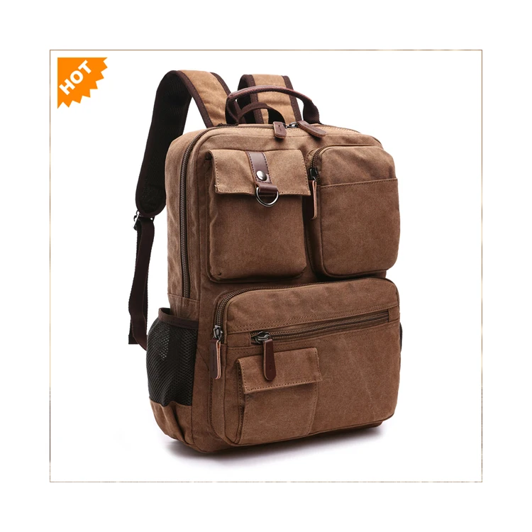 

Y0160 Wholesale Vintage Bag Leather Outdoor Men Custom 30l 40l Waxed Canvas Hiking Backpacks