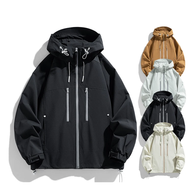 Custom Logo Waterproof Outdoors Hooded Soft Shell Windbreaker Black Outdoor Jacket Zip-up Luxury Man Jacket