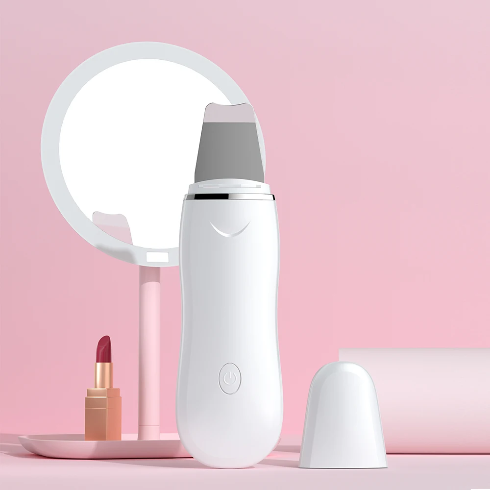 

2021 ultrasonic beauty instrument whole skin peeling face deep cleaning deep dirt remover facial scubber, White