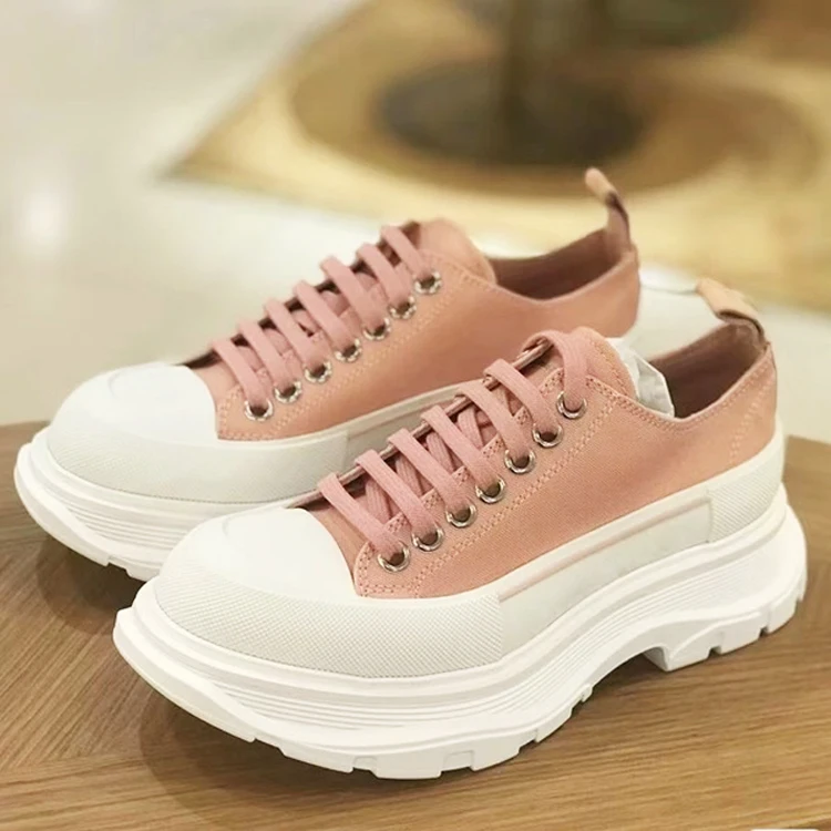 

Stylish Wholesale Breathable Outdoor Manufacturer Latest Good Quality High Wedge Canvas Platform Chunky Shoes Women Sneakers