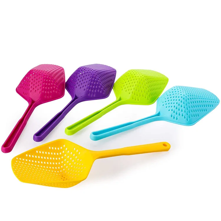 

Skimmer Spoon Drain Shovel Strainers Kitchen Nylon Strainer Scoop Colander with Long Handle, Customized color