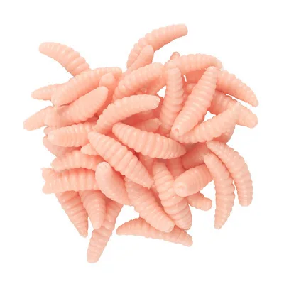 

Pack of 50 pieces of 2 cm 0.3 g Bionic soft worm maggot artificial bait glowing smell worm, Picture shows