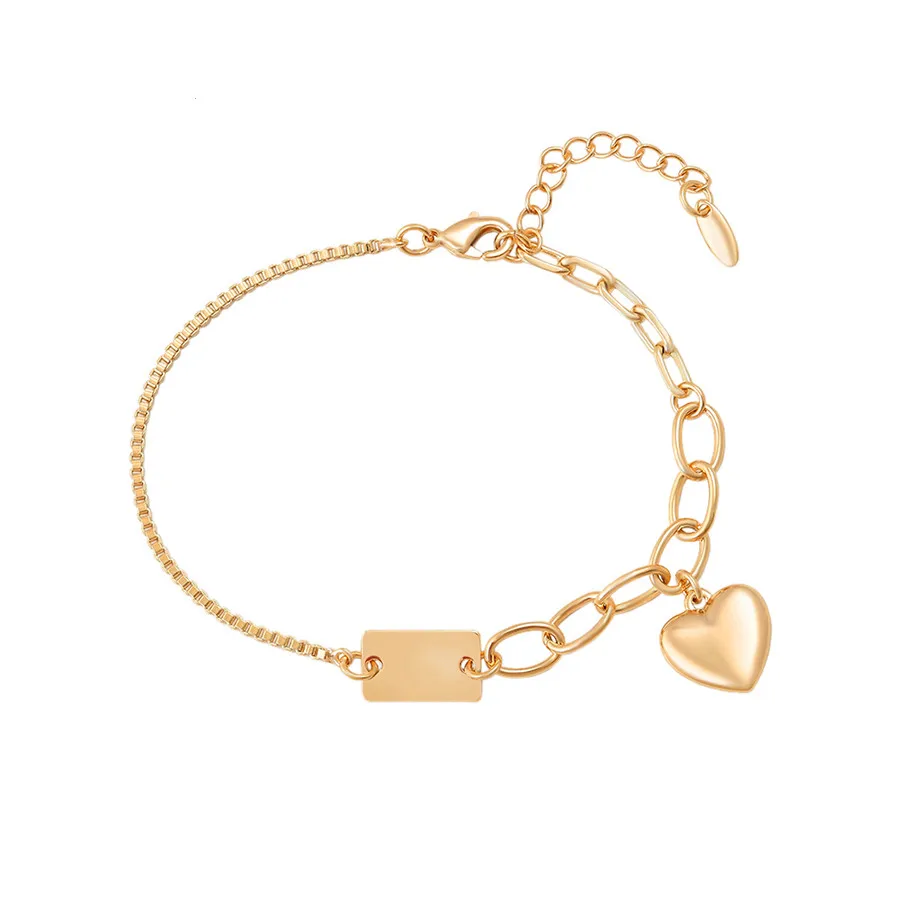 

A00734743 xuping jewelry Exquisite vintage Simple Cuban Chain Heart Pendant 18K Gold Plated Women's Bracelet