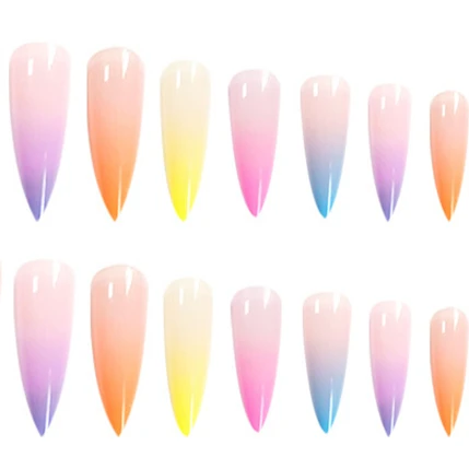 

NAF008 Full Coverage Gradient Color False Nails TIPS Candy Color False Nails Artificial Fingernails Ballerina Nail Art Kit