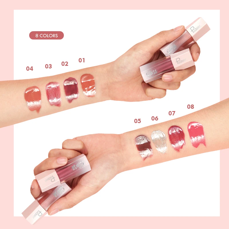 

Pudaier 8 Colors Moisturizing Lip Gloss New Arrival Silky Shine Lip Gloss Long Wearing Liquid Lipstick Wholesale Cosmetics