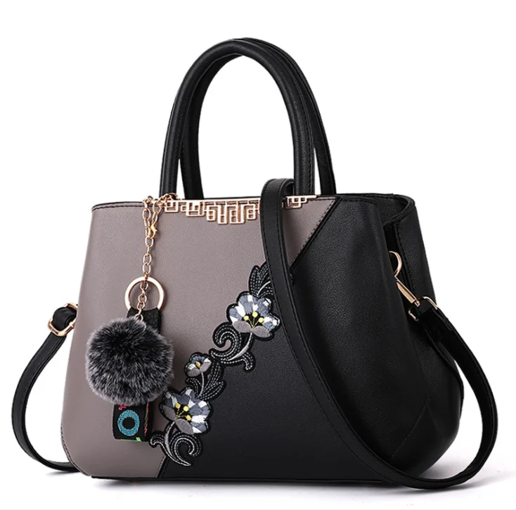

2021 new fashion women's large bag contrast color wool ball single shoulder diagonal bag handle bag, 15 colors