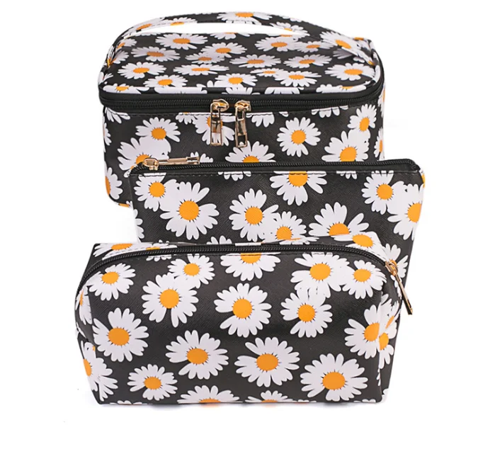 

New Design Fashion Sets Toiletry Bag Daisy Print Makeup Bag Waterproof Cosmetic Bag