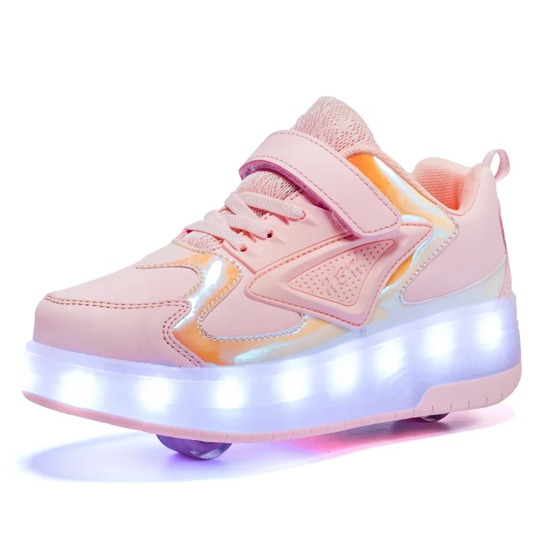 

Factory Wholesale New Model Fashion High Quality Wholesale Led Two Wheels Skate Roller Shoes For Kids With Light Children Shoes, 3 colors
