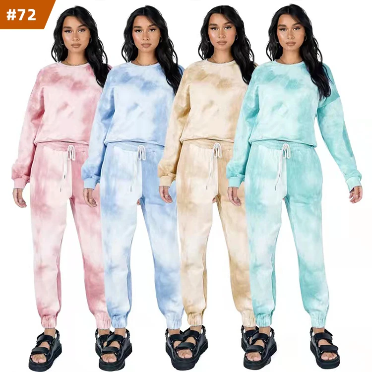 

new tie dye sweatshirt crewneck joggee sets women fall 2 piece winter sets for womens two piece casual sets, Mix color is available