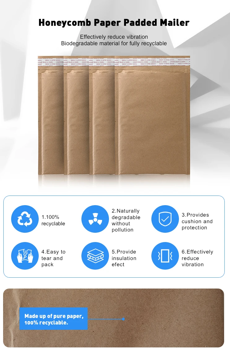 Custom Brown Kraft Cover 100% Curbside Recyclable Paper Padded Mailers ...