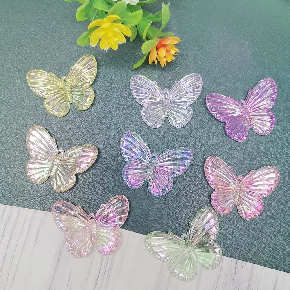 Cute Bling Small AB Plated Butterfly Flat Back Resin Cabochons Scrapbooking DIY Jewelry Craft Decor Accessories 30*40MM