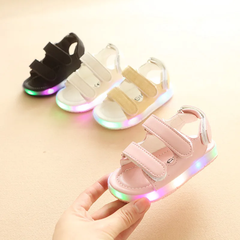 

New Arrival fashion LED Kids Shoes kids Sandals, Black/white/pink