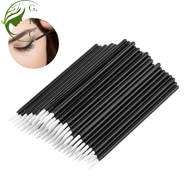 Disposable White Brown Lip Eye Liner Brushes 4 Inch Size Gram Plastic Leather Tip Eyeliner Makeup Brush With Protector Cover