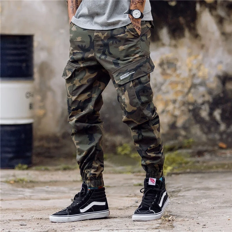 

Men plus size fashion casual 6 pocket cargo streetwear camouflage camo track jogger pants