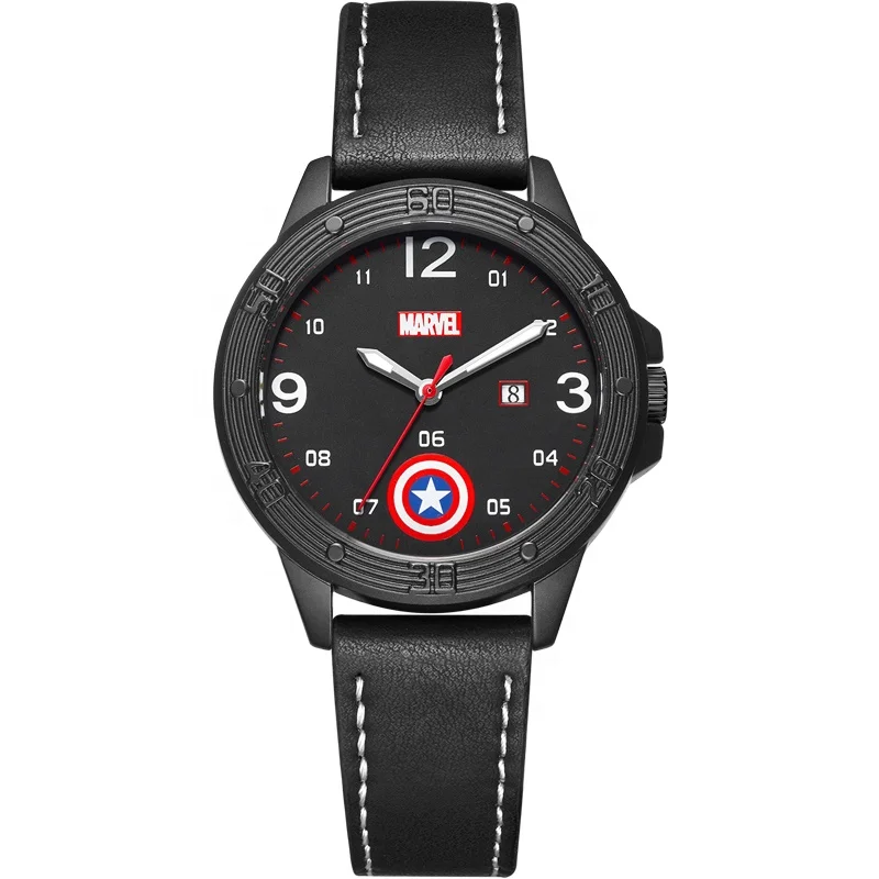 

Calendar Display Stylish Avengers Captain America Black Boys Watches Waterproof