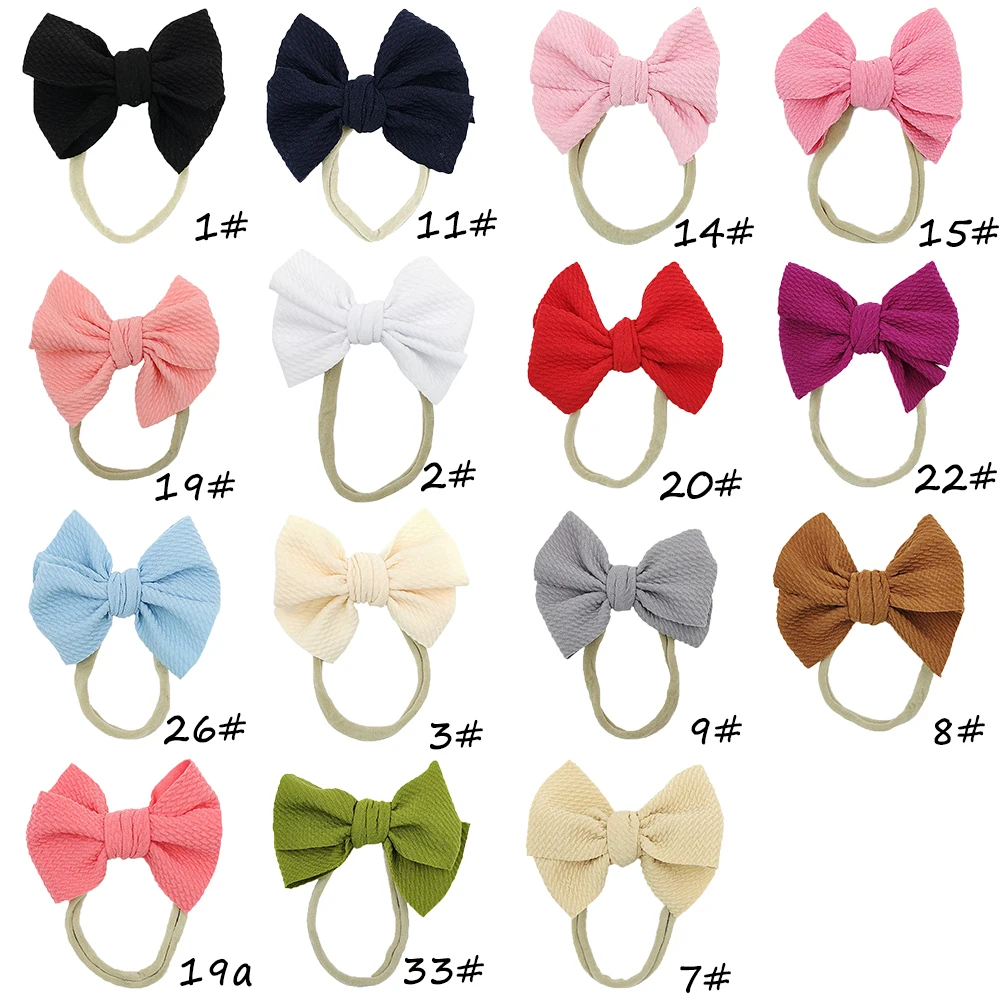 

European American Creative Baby Bows Headband Waffle Polyester Nylon Handmade Hair Accessories For Baby Girl Headband, As pictures show