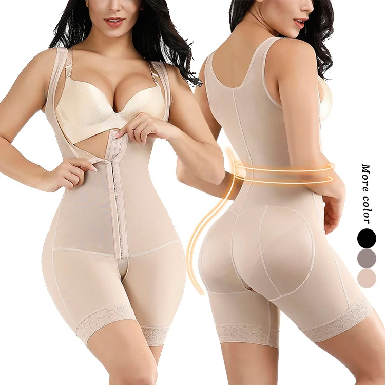 

Lover-Beauty Wide Straps Open Crotch Three-Layered Full Body Shaper Tummy Control Shapewear For Women, As picture