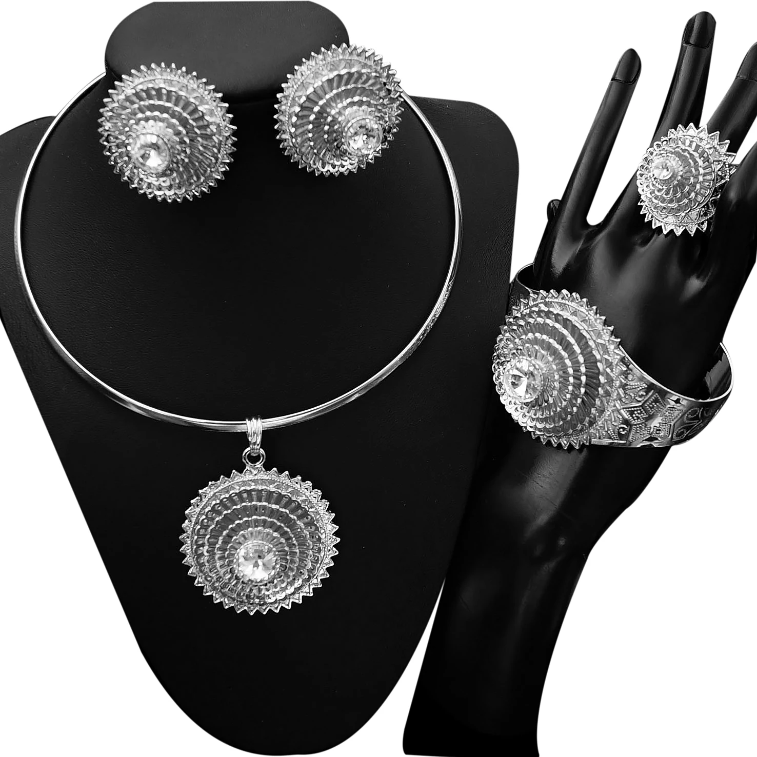 

Ethiopian Fashion Habesha Gold Bridal Jewelry Sets African Jewelry Store, Any color is avaliable