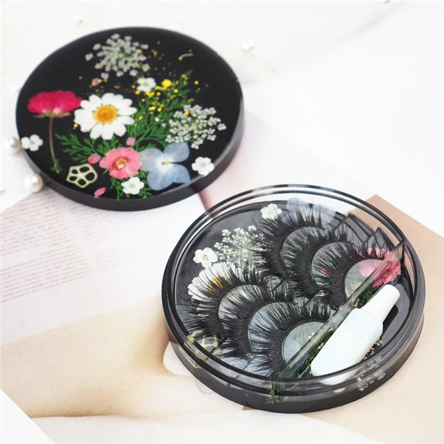 

B1144 DIY Shiny Resin Silicone Round Eyelash Box Storage Molds With Lids, Stock or customized