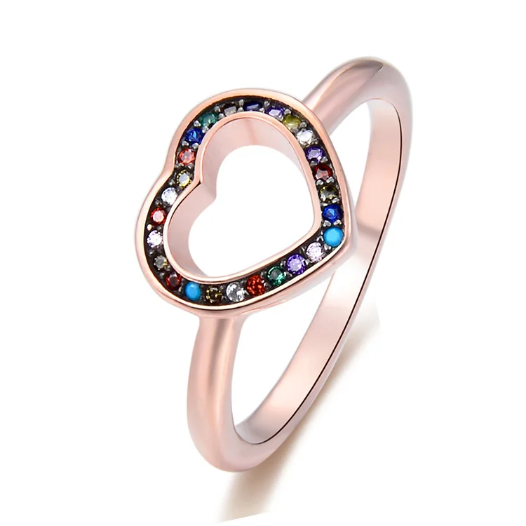 

Rose Gold Plated Hollow Heart Shape Anniversary Ring 925 sterling silver Jewelry