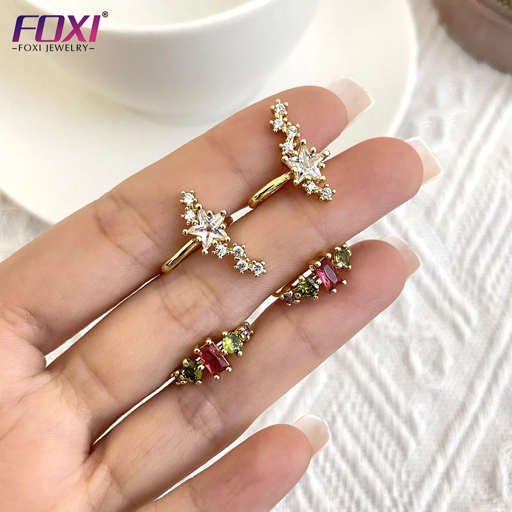 

FOXI minimalist Jewelry silver Plated colorful ear ring brincos,aretes de mujer,Hot Sale stud Earring For Women 2022