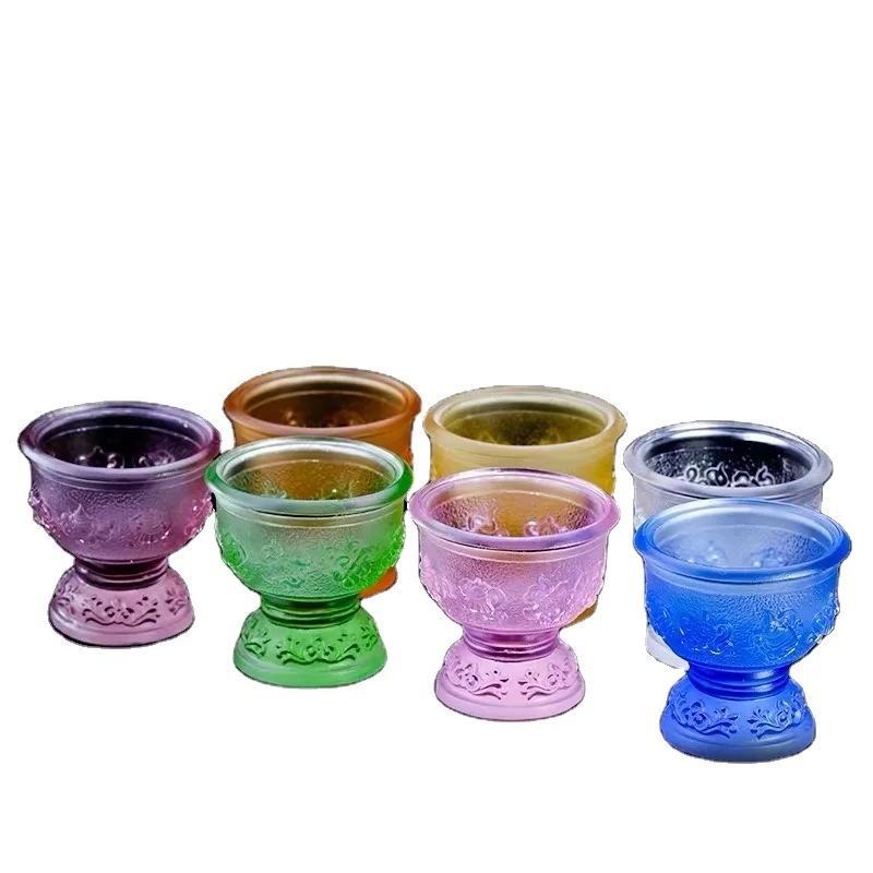 

Buddhism Supplies Eight Auspicious Holy Cup Crystal Liuli Altar Cup For Buddha, 7 colors