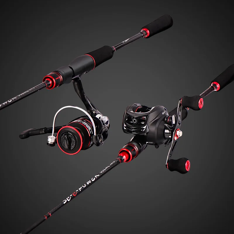 

2.1m 2.4m 2.7m ML M MH action carbon spinning fishing rod with reel combo fishing rods china, Black