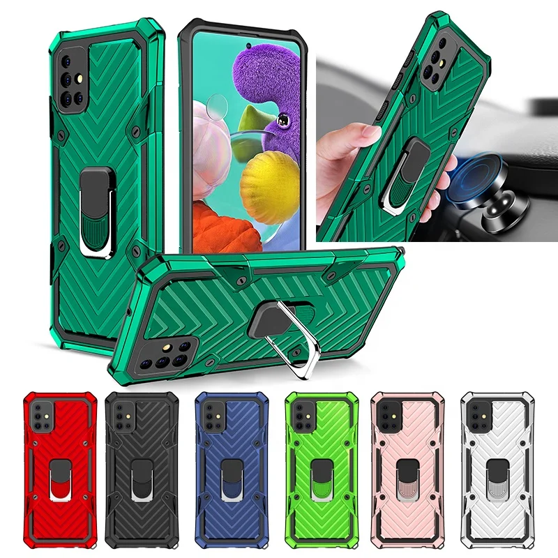 

Military Grade Magnetic Car Ring Holder Mount Kickstand Protective Cover Phone Case for Samsung galaxy A51, Multi colors