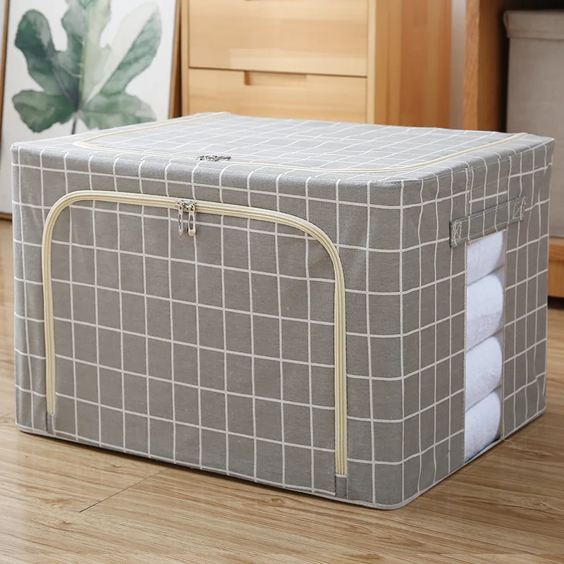 

water proof cute Eco cube cotton\linen storage box with lids fold reusable large capacity clothes for bed room
