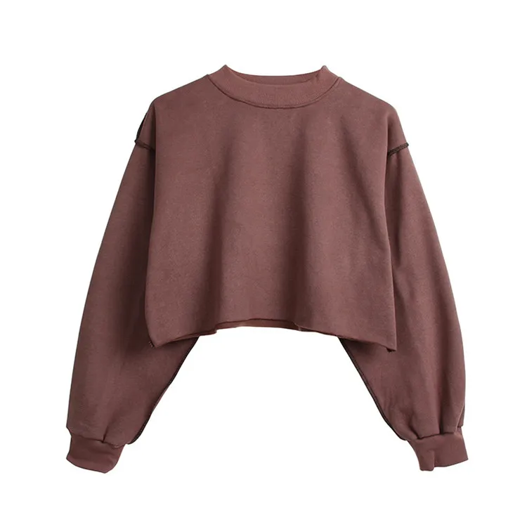 

Custom Print Cotton Long Sleeve no Pocket Women Blank Crop Top Hoodie Sweatshirt, Select