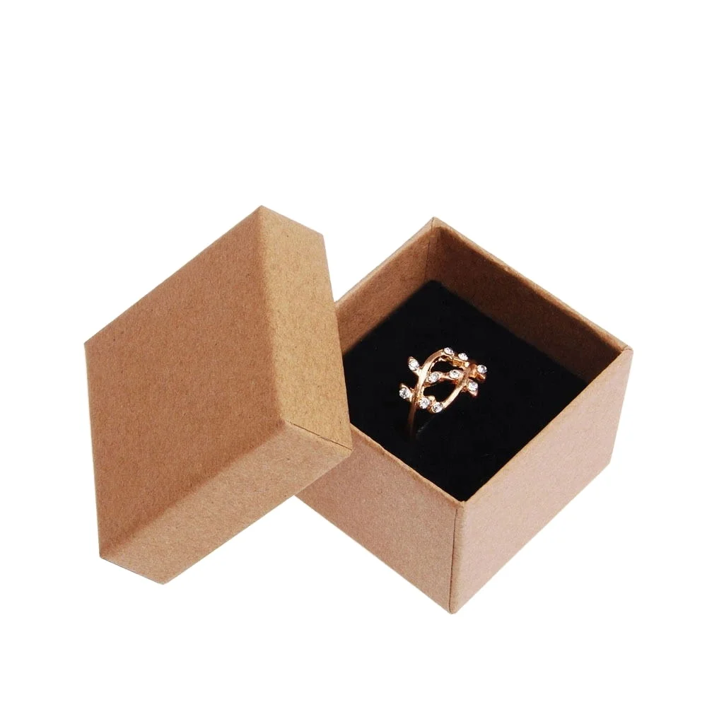 

Simple Design Earrings Box Eco-friendly Kraft Paper Jewelry Packaging Customized Logo Ring Case