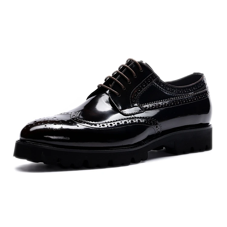 

2021 Laoks mens lastest Shiny black brogue Thick heel formal office oxford shoes, Customer's requirements