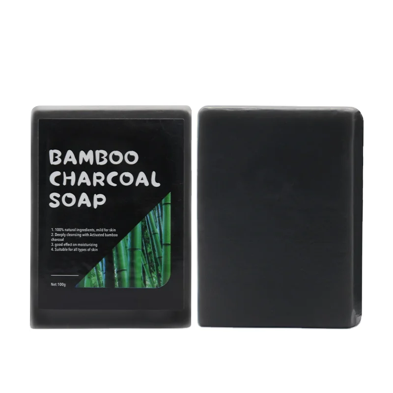 

IN STOCK Wholesale Nature Private label Handmade Organic Black Bamboo Charcoal Soap for Woman Man Cleaning