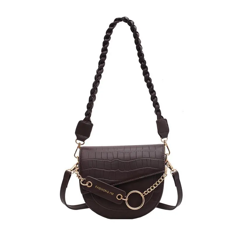 

Bags women handbags 2021 vintage saddle bags trendy half round ladies messenger bags, 4 colors