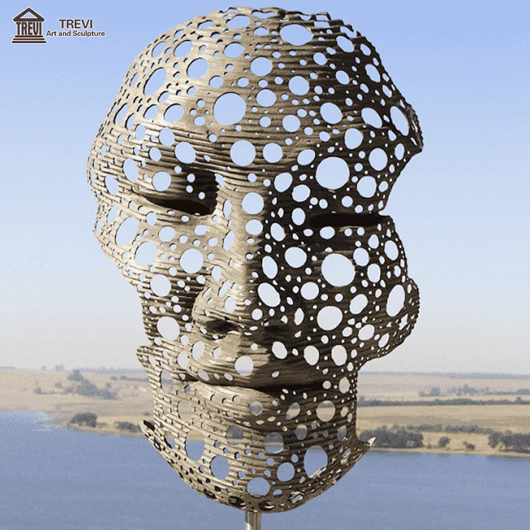 批发抽象面部不锈钢雕塑花园