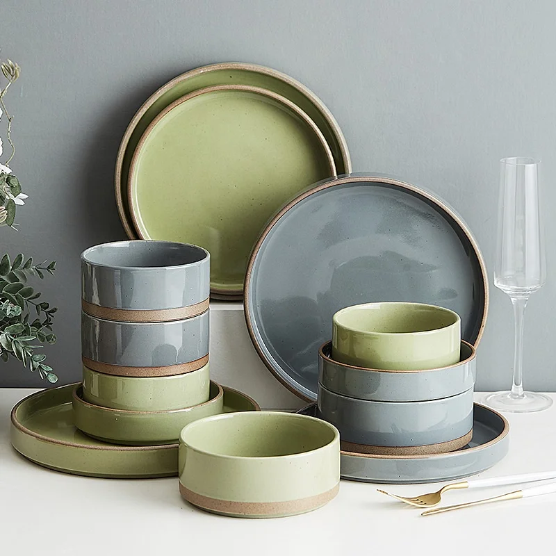 

13 pcs Set China Factory Hot Sell Korean Style Ceramic Tableware Household and Hotel Use Stoneware Dinnerware Sets