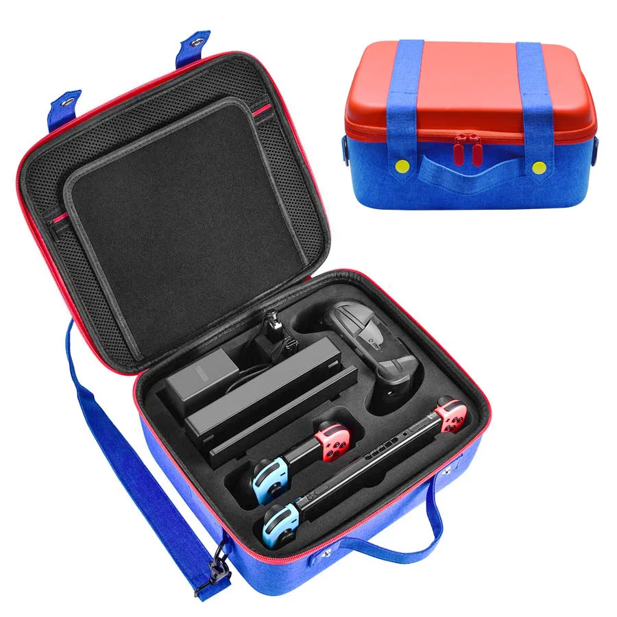 

For Nintend Switch Protective Hard Shell Carry Bag Travel Carrying Case Cute and Deluxe Accessories For NS Console, Red-blue