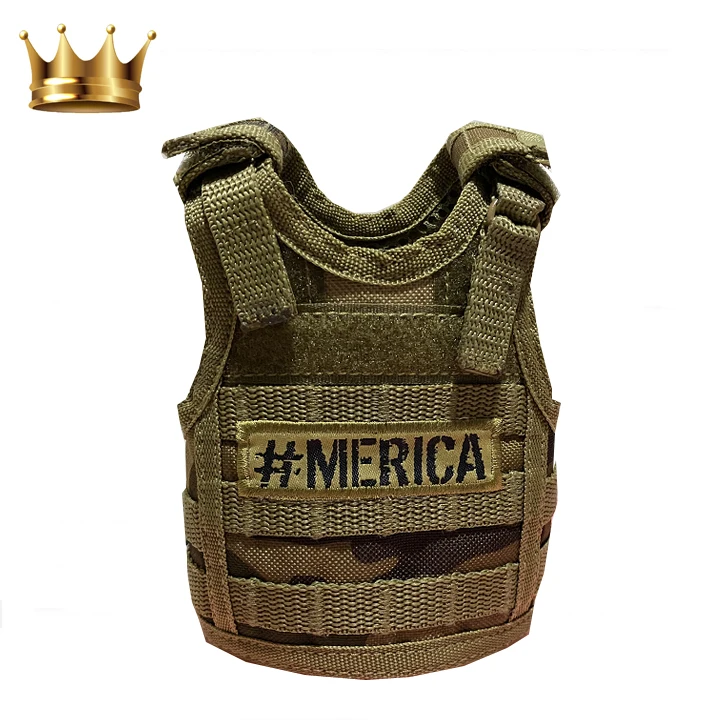 

Tactical Military USA Flag America Embroidery Mini Wine Bottle Bests Cooler Vest Beer Can Holder, Customized