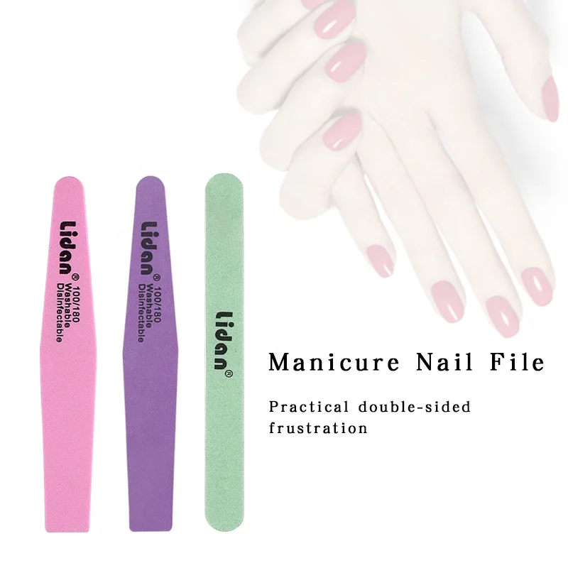 

Lidan Professional Nail File Buffer Double Side 100/180 Grit Sanding Washable Manicure Tool Nail Manicure Polishing Strip, Colorful