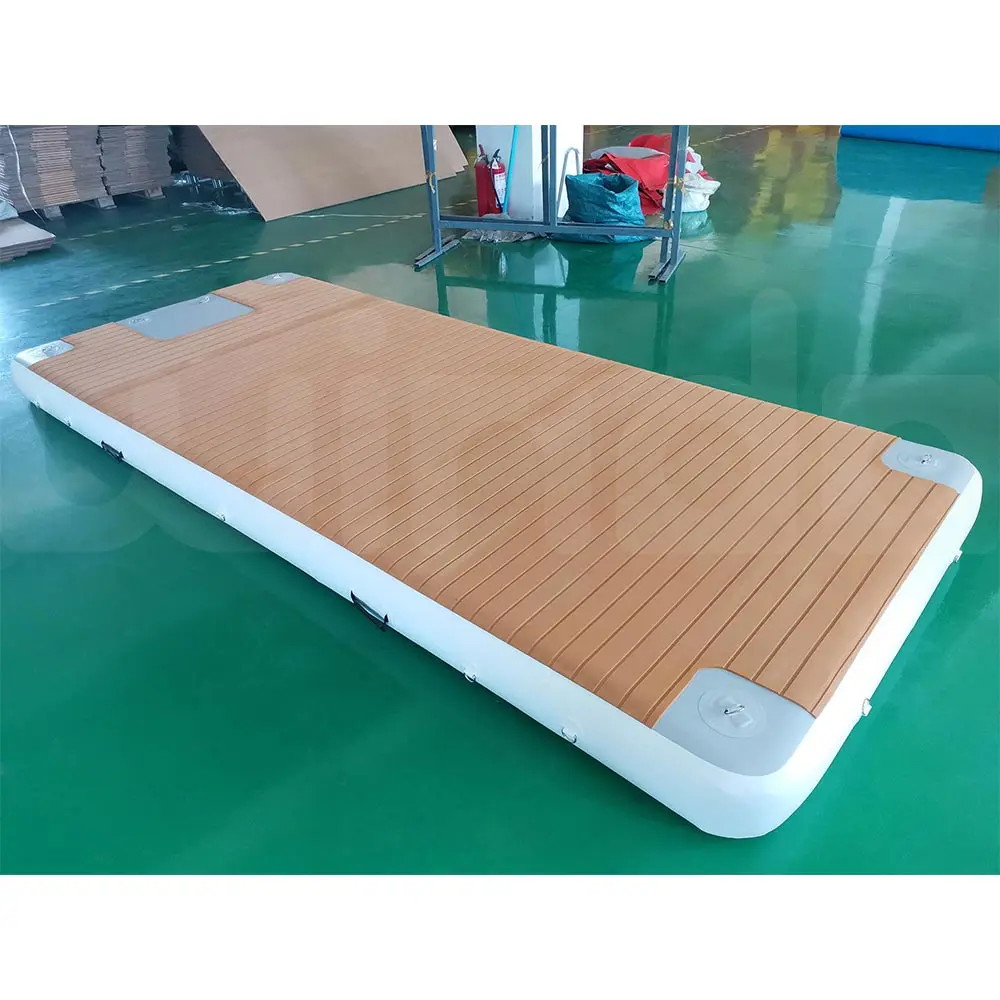 

Drop stitch Teak water floating yacht dock inflatable platform