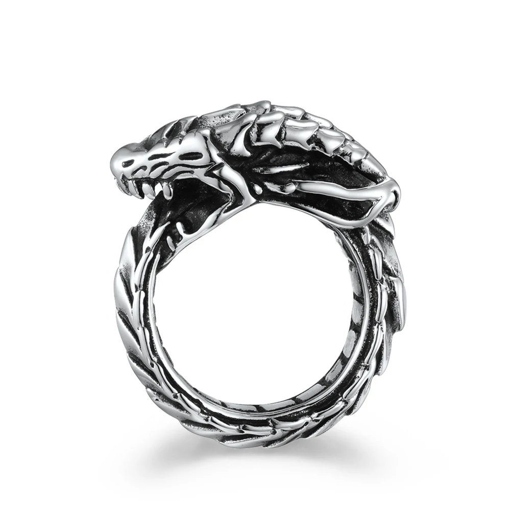 

Retro gothic jewelry stainless steel dragon finger ring for men