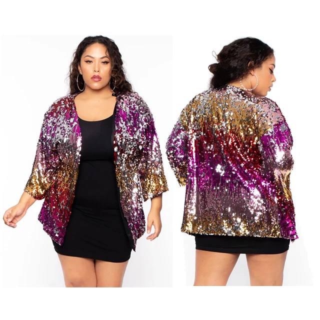 

GX620A Fashion ladies Plus size sequin jacket women, Picture