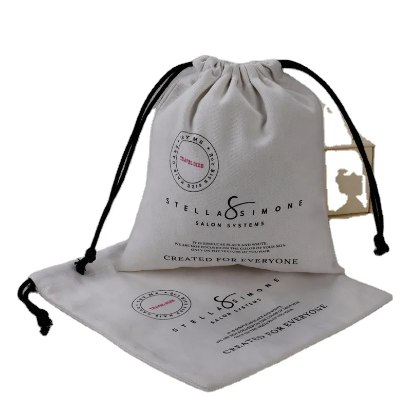 

Promotional White Soft Twill Cotton Drawstring Bag For Cosmetic