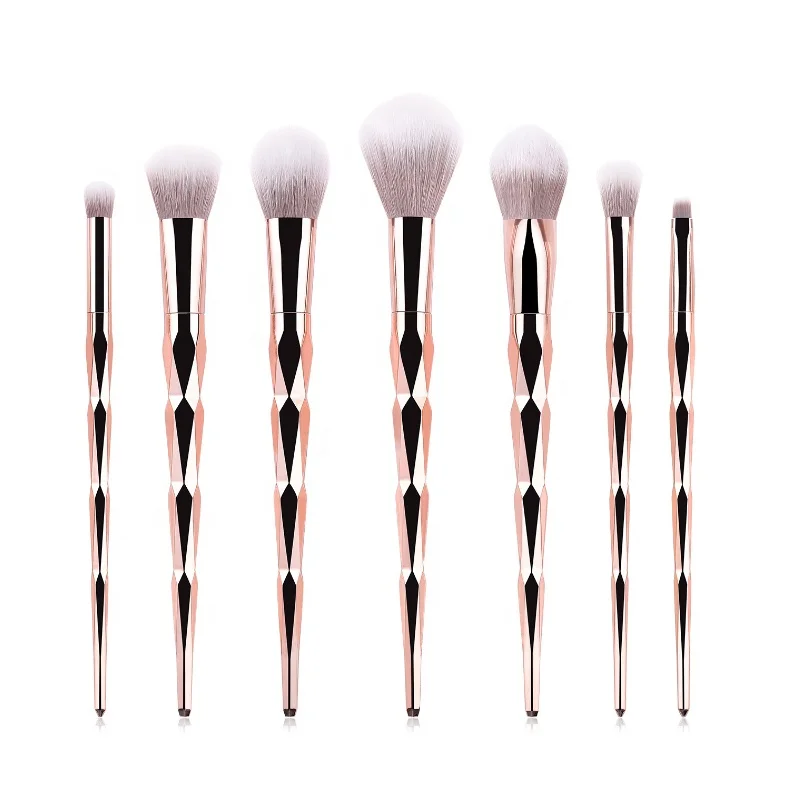 

7pcs makeup brush set diamond beauty makeup tool Rose gold new cross-border factory, Customized color accepted