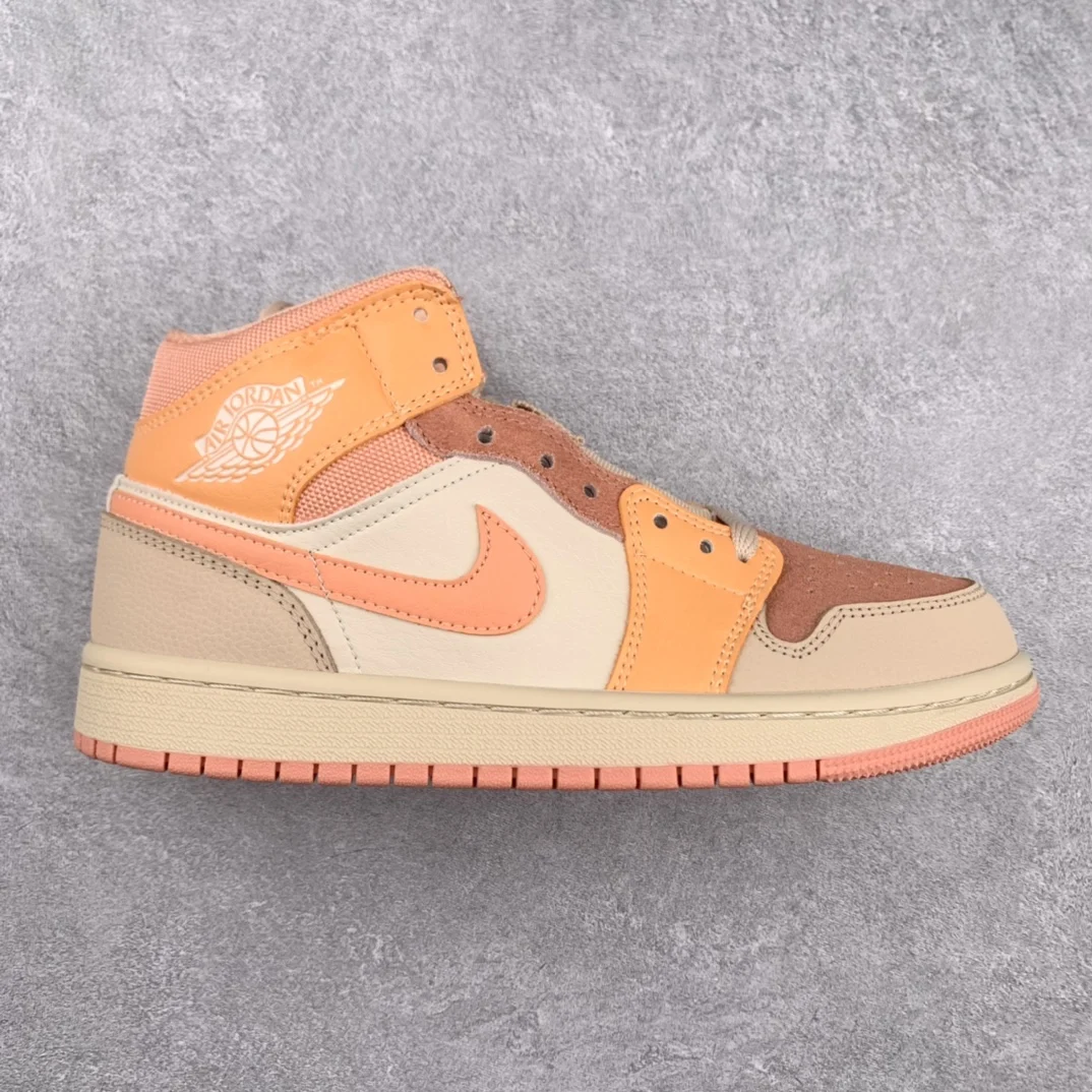 

Top Quality Walking Style Sneaker AJ1 Apricot Orange Nike Air Jordan 1 Mid Shoes for Women