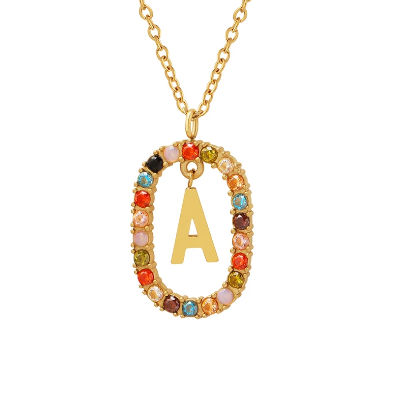 

Luxury Initial Letter Necklace Colorful Zircon Colorless Pendant for Necklace