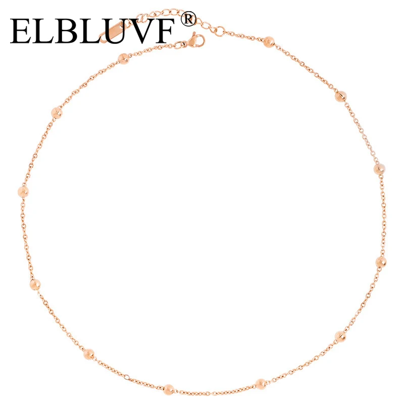 

ELBLUVF Free Shipping Stainless Steel Rose Gold Gold Plated DIY Bead Chain Necklace For Women