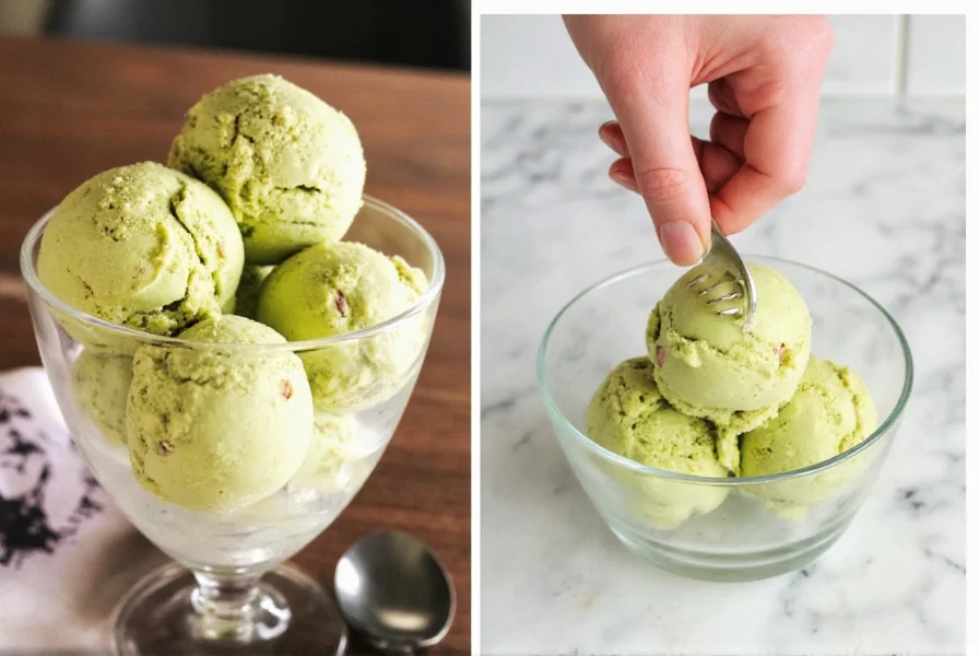 Pistachio nut ice cream served in a bowl